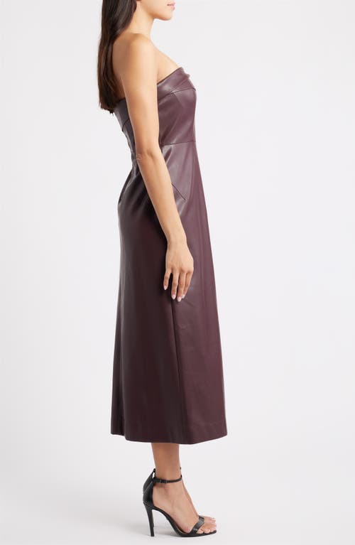 Parker The Santana Strapless Faux Leather Midi Dress In Brown