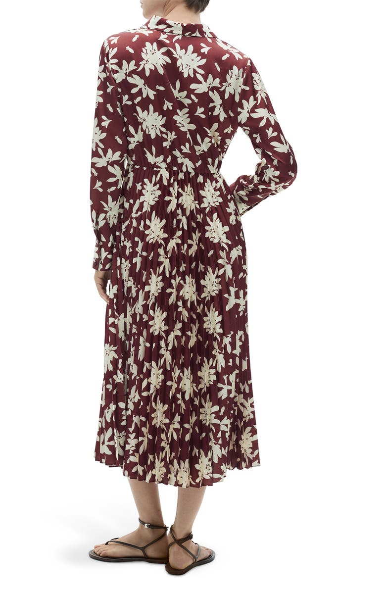 MANGO Floral Print Pleated Long Sleeve Midi Dress, Alternate, color,
