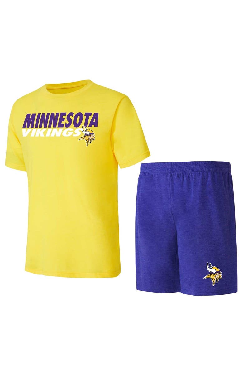 CONCEPTS SPORT Men's Concepts Sport Purple/Gold Minnesota Vikings Meter T-Shirt & Shorts Sleep Set, Main, color, 