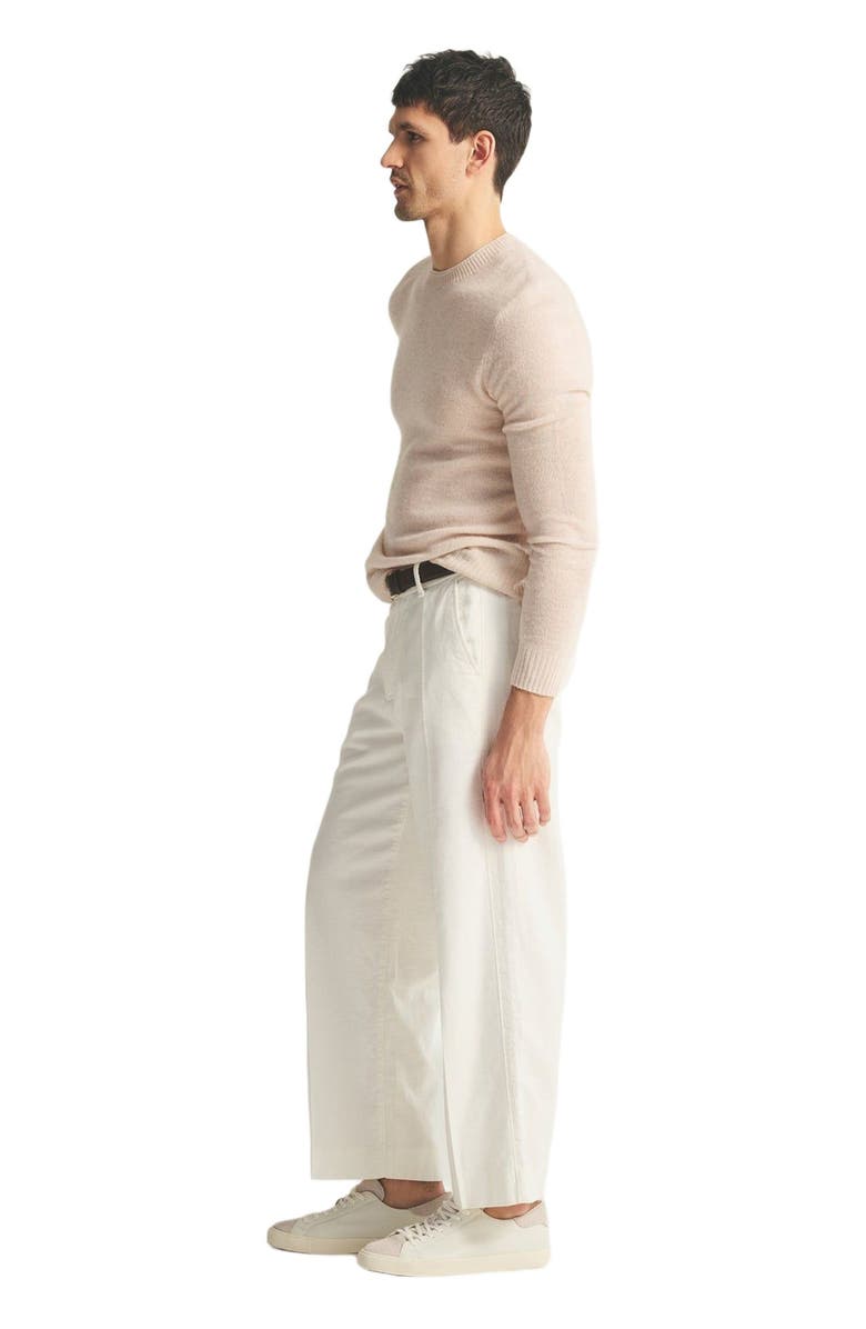 NAADAM Lightweight Cashmere Contrast Trim Crewneck Sweater, Alternate, color, Light Sand