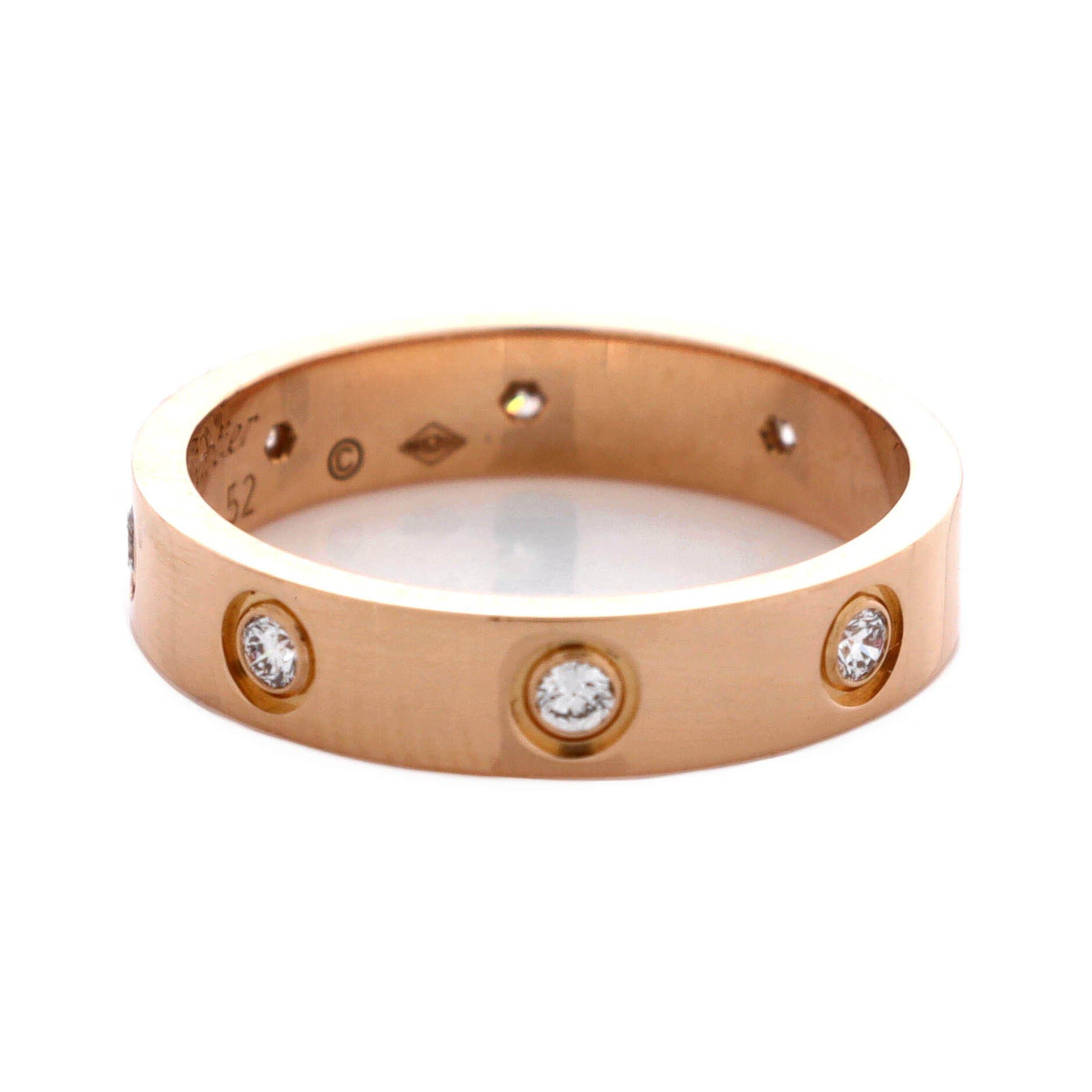 Love Wedding Band 8 Diamonds Ring 18K Rose Gold with Diamonds, Alternate, color, Metallic Gold