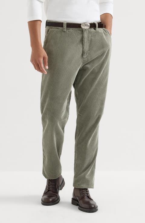 Garment-dyed trousers in cotton corduroy