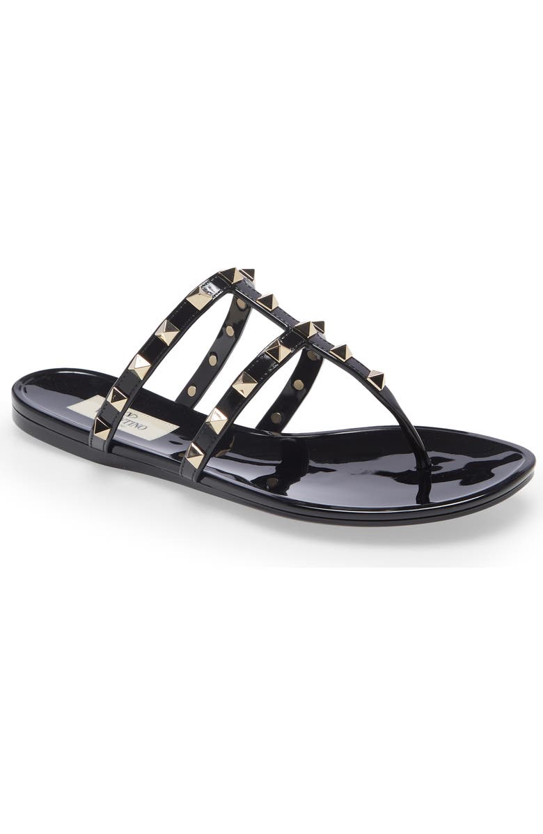 Valentino Garavani Rockstud Jelly Sandal, Main, color, 0No Nero