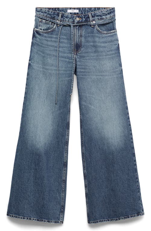 Mango Women's Low Waist Wide Leg Jeans In Dark Blue
