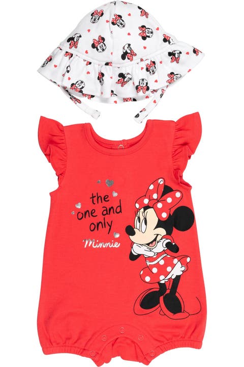 Minnie Mouse One Piece Romper and Hat Set