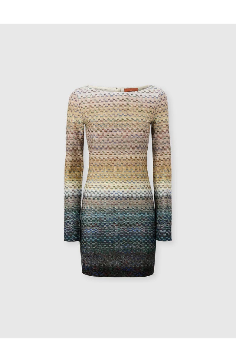 Missoni Mini Boat-neck Dress With Staggered Knit, Main, color, Blue