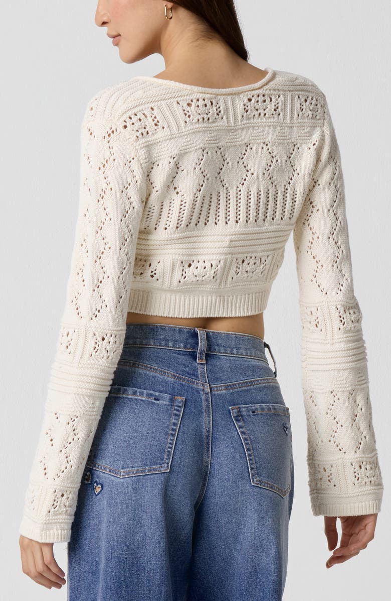 Florence by Mills Stars Hollow Open Stitch Crop Cardigan, Alternate, color, Jet Stream