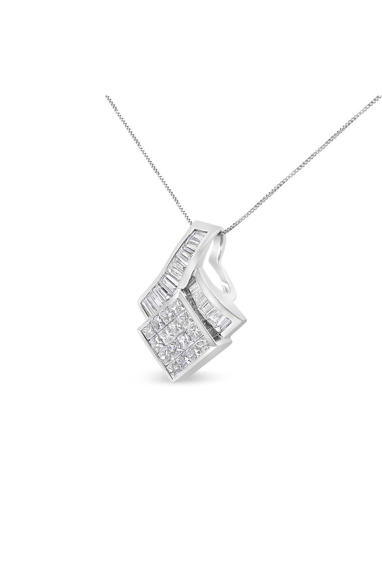 14k White Gold 2 1/10 Cttw Geometric Diamond Pendant Necklace - NO CHAIN INCLUDED, Alternate, color, White