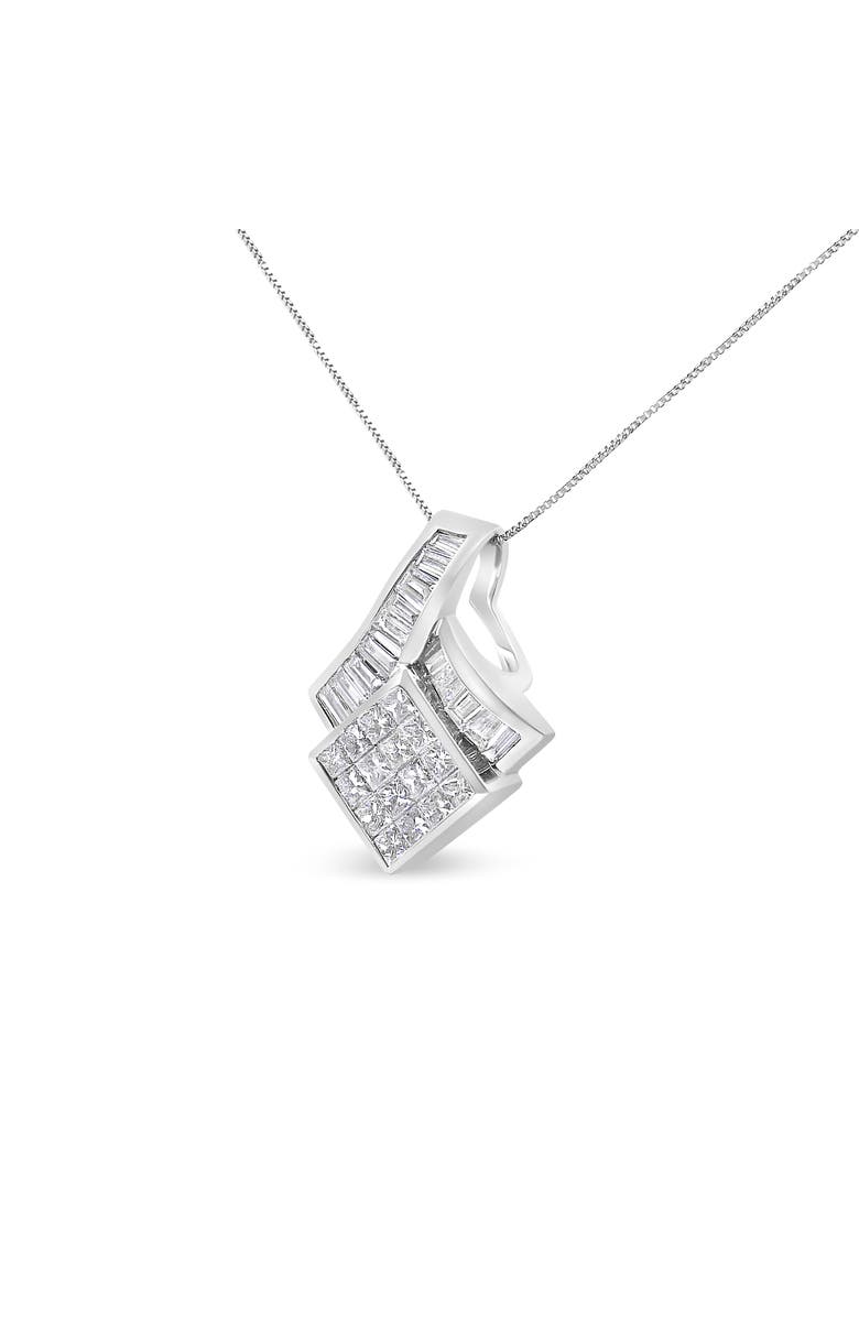 Haus of Brilliance 14k White Gold 2 1/10 Cttw Geometric Diamond Pendant Necklace - NO CHAIN INCLUDED, Alternate, color, White