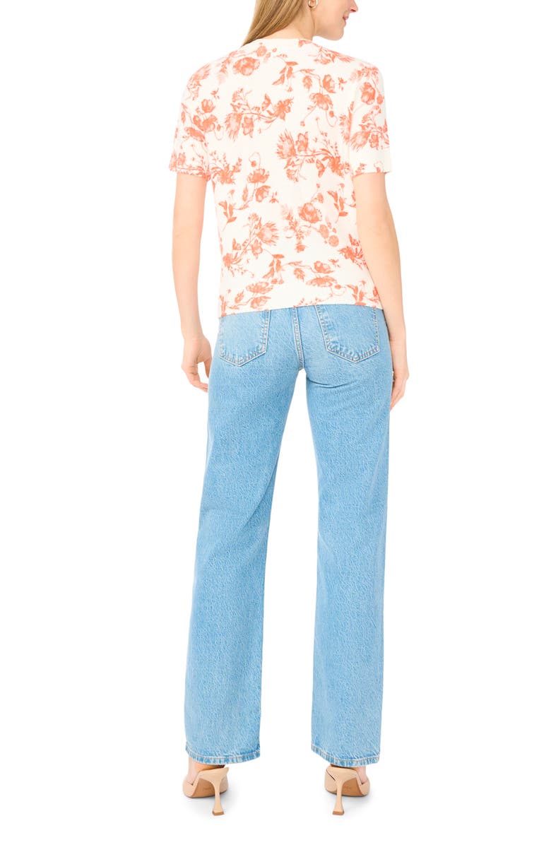 Ted Baker Floral Short Sleeve Sweater, Alternate, color, New Ivory