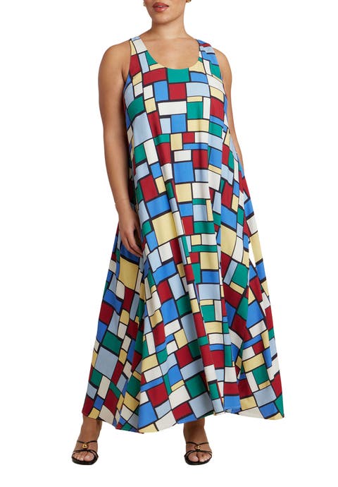 Printed Linen Trapeze Dress (Plus)