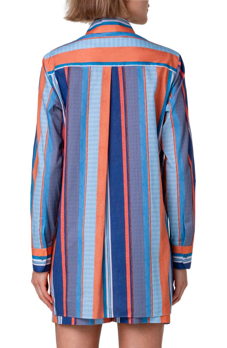 Akris punto Stripe Long Sleeve Cotton Button-Up Shirt, Alternate, color,