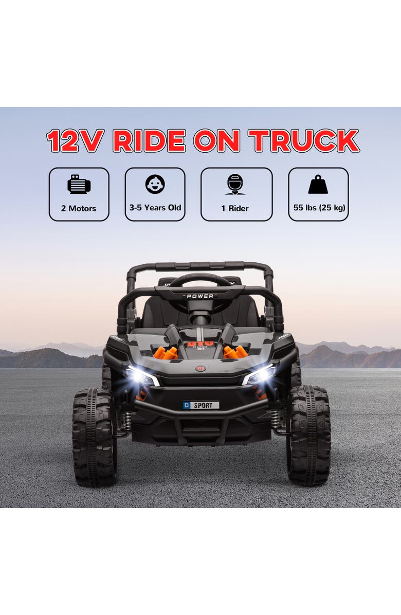 Qaba 12V Kids Ride On Truck w/ Remote Control, 4-Wheel Suspension, Alternate, color, Black