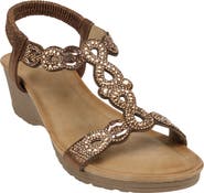 GOOD CHOICE NEW YORK Damaris Embellished Ankle Strap Wedge Sandal