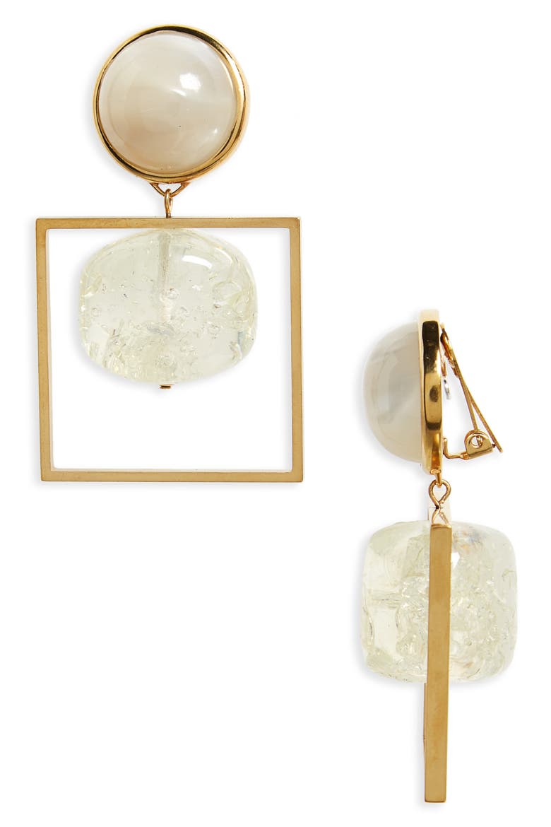 Geo Statement Drop Earrings, Main, color, CLEAR / VINTAGE GOLD