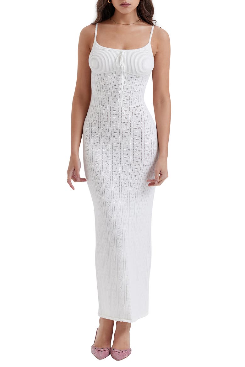 Myla Pointelle Maxi Sweater Dress, Main, color, WHITE