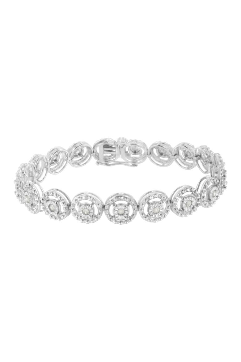Silver 1.0 Cttw Diamond Nested Circle Miracle Set Open Wheel Link Bracelet, Main, color, White