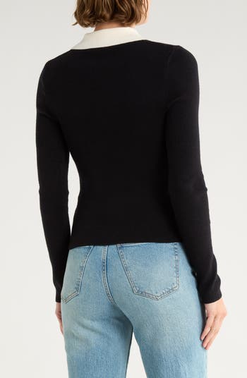 Contrast Collar Polo Sweater