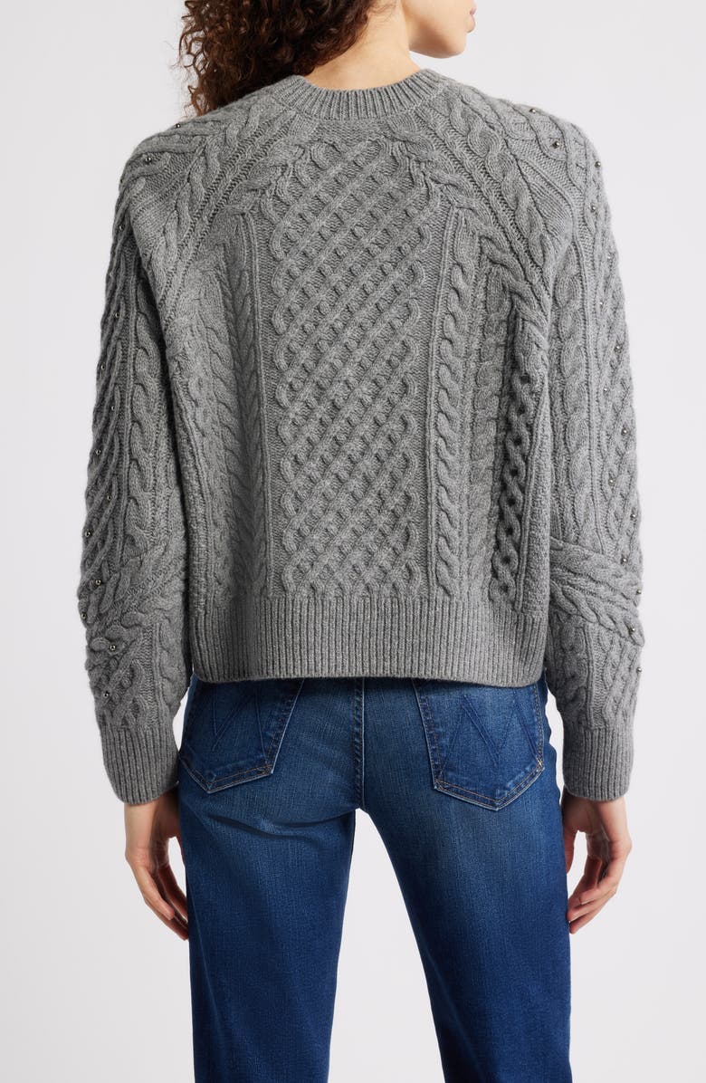 rag & bone Liz Beaded Crewneck Wool Sweater, Alternate, color, Grey