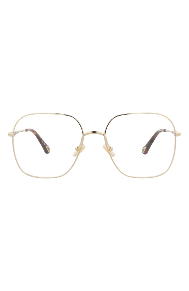 Chloé 59mm Square Optical Glasses, Main, color, Gold Gold Transparent