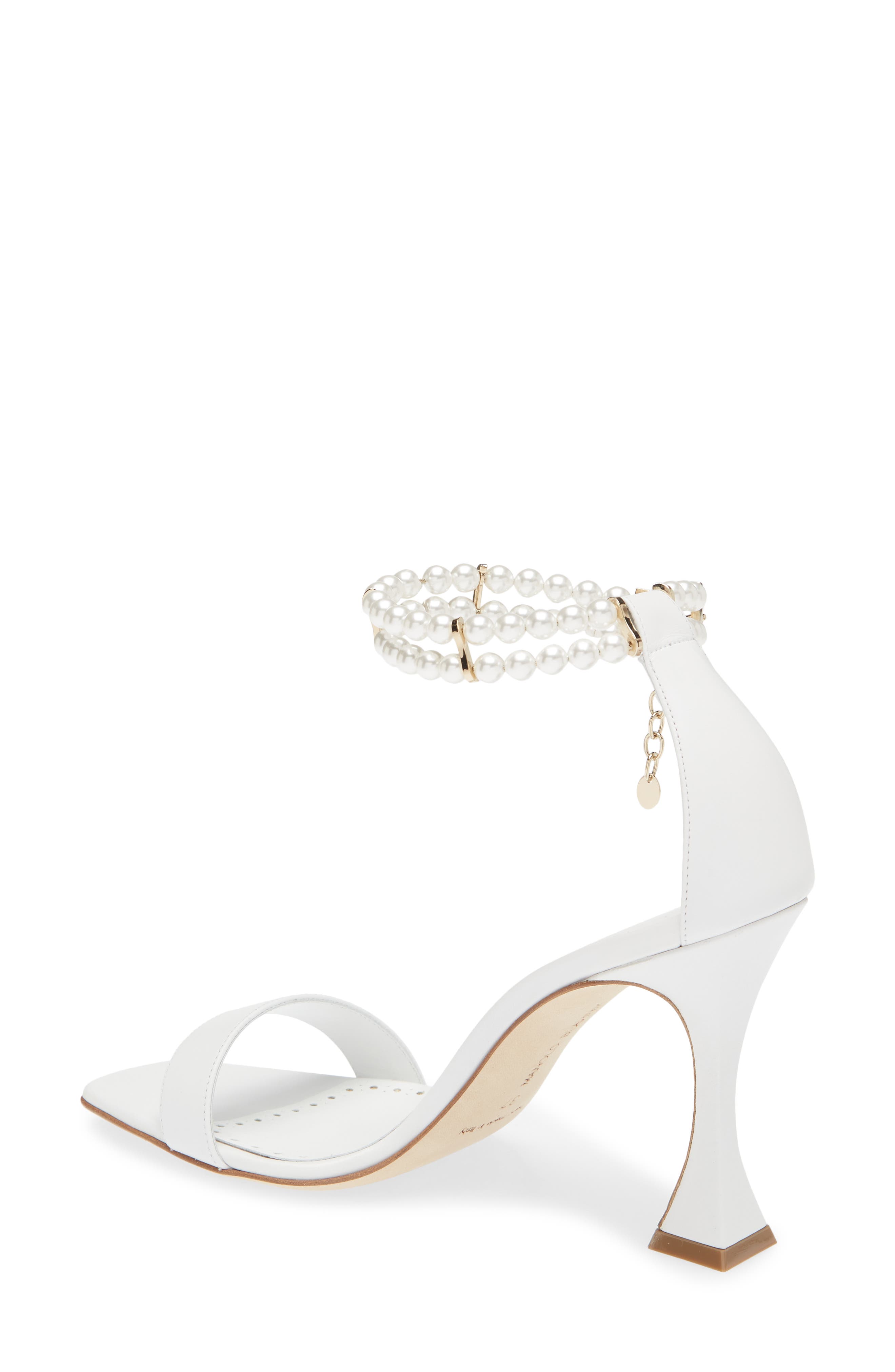 Charona Imitation Pearl Ankle Strap Sandal, Alternate, color, WHITE
