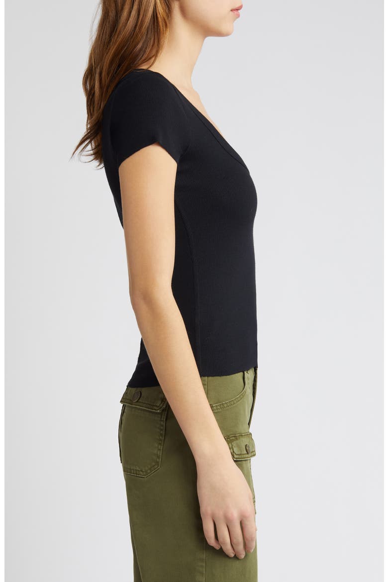 Scoop Neck Rib Baby Tee, Alternate, color, BLACK