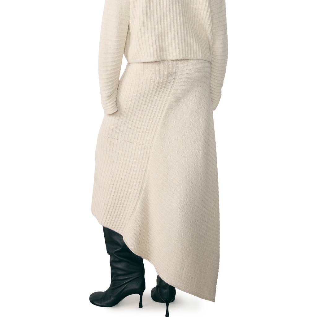 Mango Granado Asymmetric Rib Sweater Skirt In Ecru