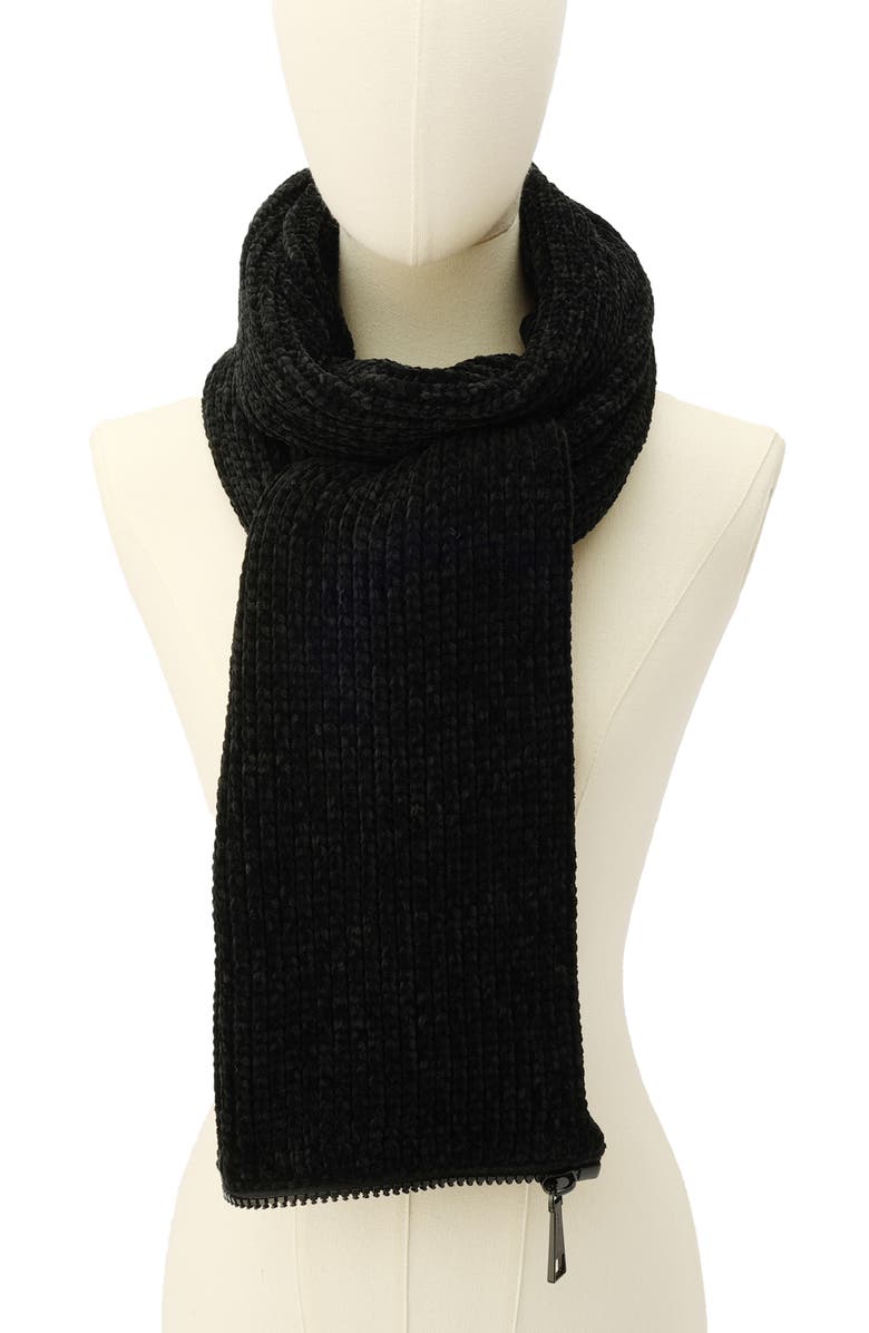 Kurt Geiger London Convertible Chemille Scarf, Alternate, color, Black