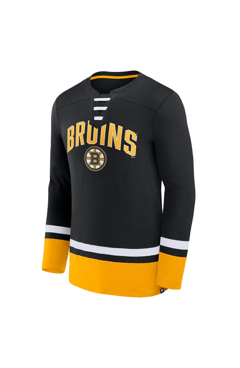 FANATICS Men's Fanatics Branded Black Boston Bruins Back Pass Lace-Up Long Sleeve T-Shirt, Alternate, color, Black