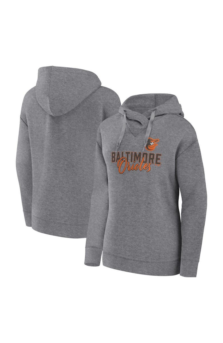 FANATICS Women's Fanatics Branded Heather Gray Baltimore Orioles Script Favorite Pullover Hoodie, Alternate, color, 