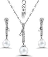 Christian Siriano New York Cubic Zirconia & Faux Pearl Ribbon Earrings & Necklace Set