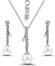 Christian Siriano New York Cubic Zirconia & Faux Pearl Ribbon Earrings & Necklace Set