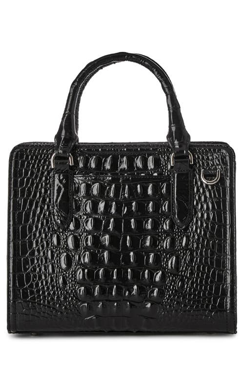 Brahmin Cami Croc Embossed Leather Satchel In Black