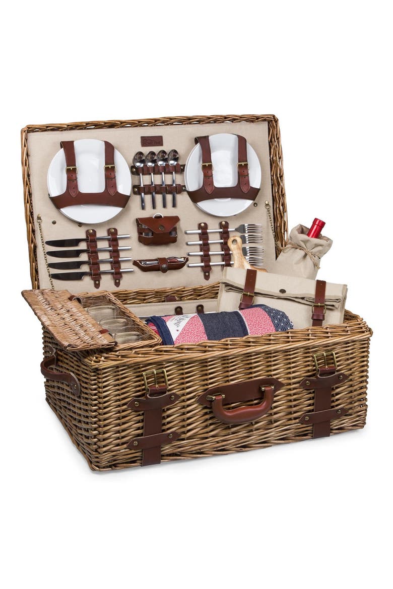 'Charleston' Picnic Basket, Main, color, BEIGE