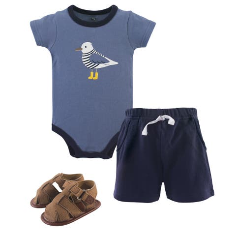 Little Gent's Soft Cotton Bodysuit, Shorts & Footwear 3Pk (Baby)