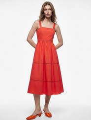 Koton Square Neck Lace Detail Cotton Strappy Dress