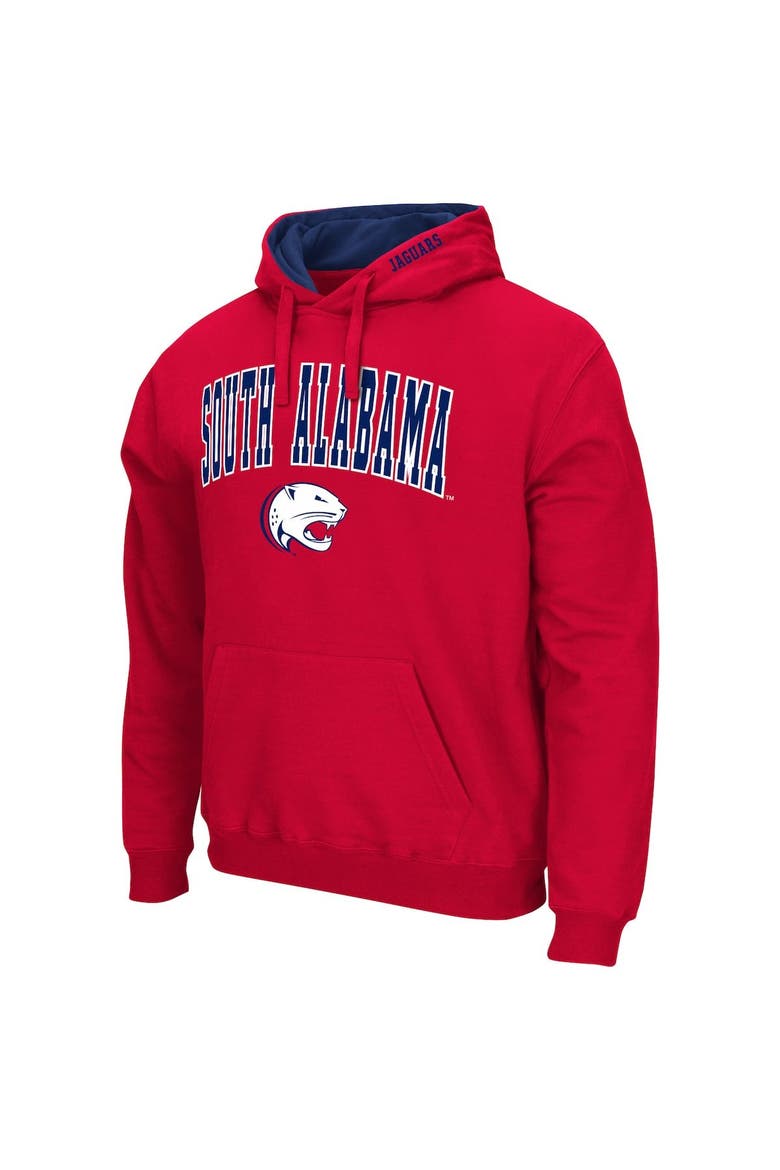 Men's Colosseum Red South Alabama Jaguars Arch & Logo 3.0 Pullover Hoodie, Alternate, color, Red