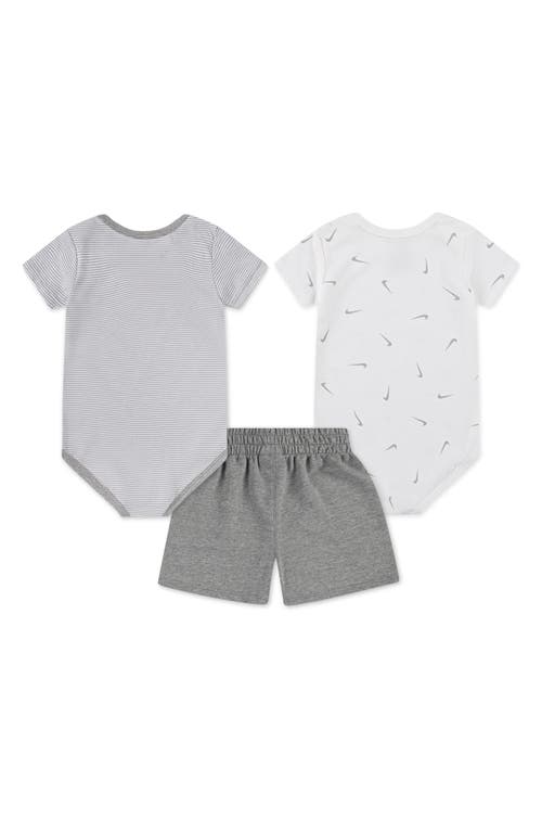 Nike Stripe Swooshfetti 2-pack Bodysuits & Shorts Set In Dark Grey Heather