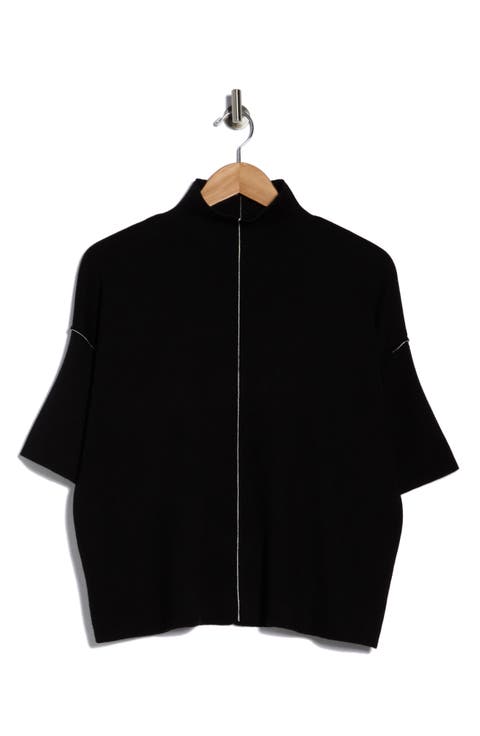 Elbow Sleeve Mock Neck Sweater