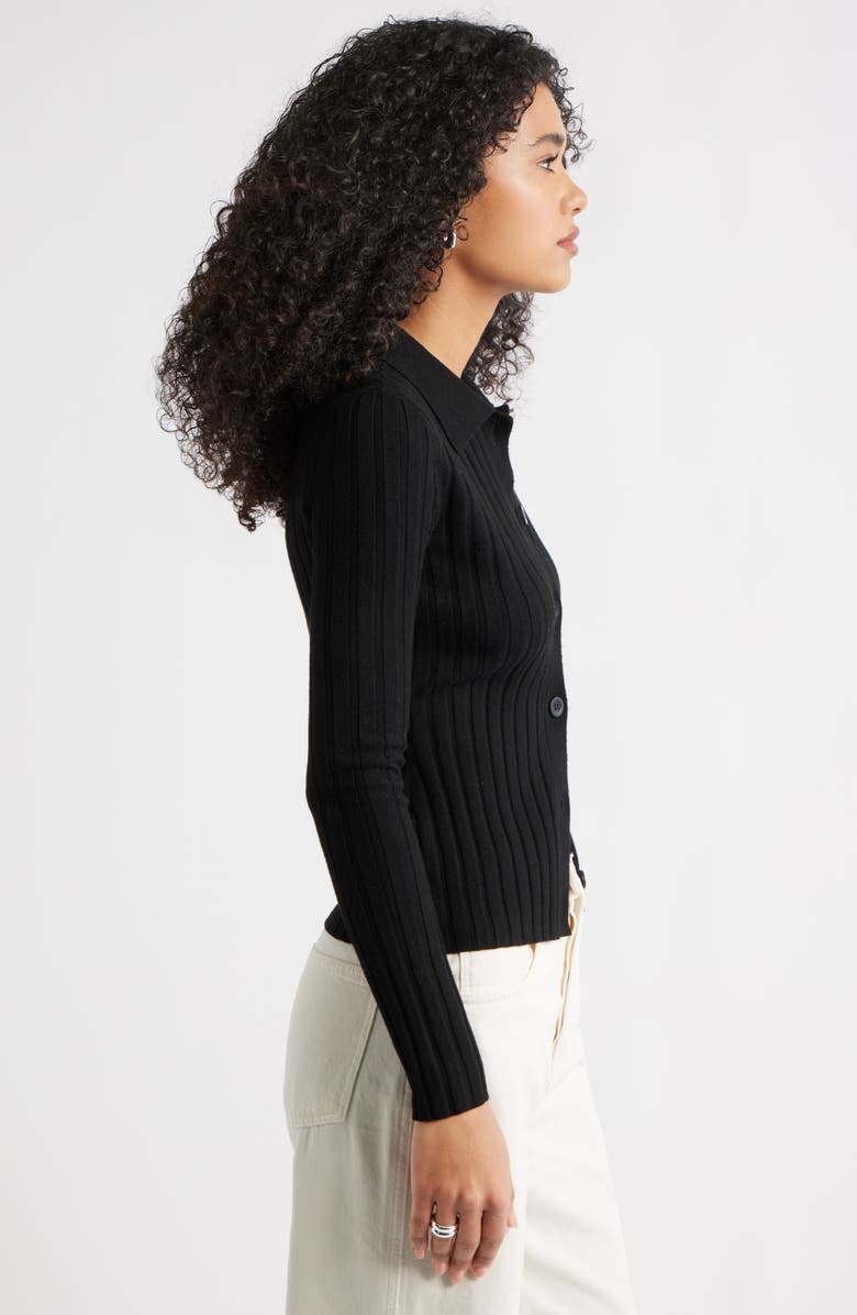 Open Edit Collared Rib Cardigan, Alternate, color,