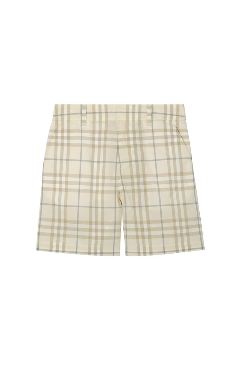 Check Cotton Shorts, Main, color, Sesame beige