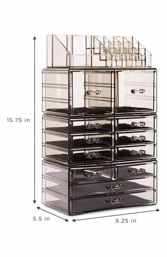 SORBUS Black Clear Makeup & Jewelry Storage Case