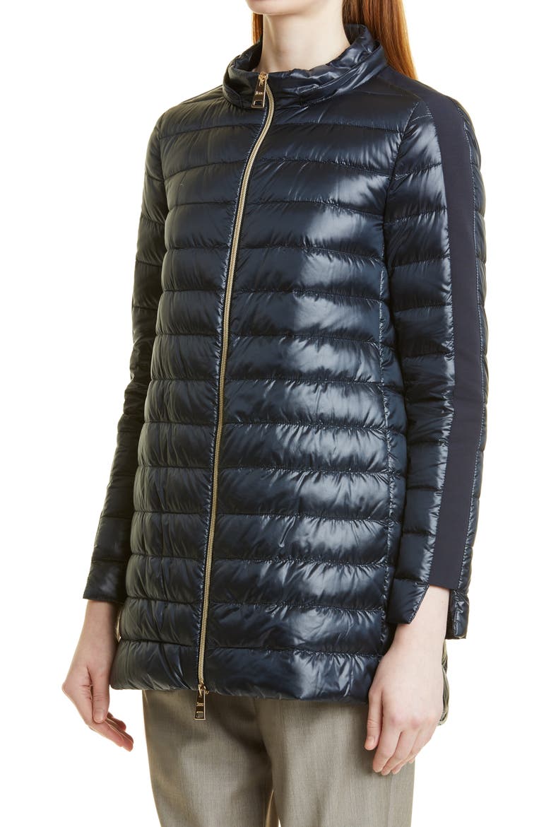 High/Low Down Puffer Coat, Alternate, color, NAVY