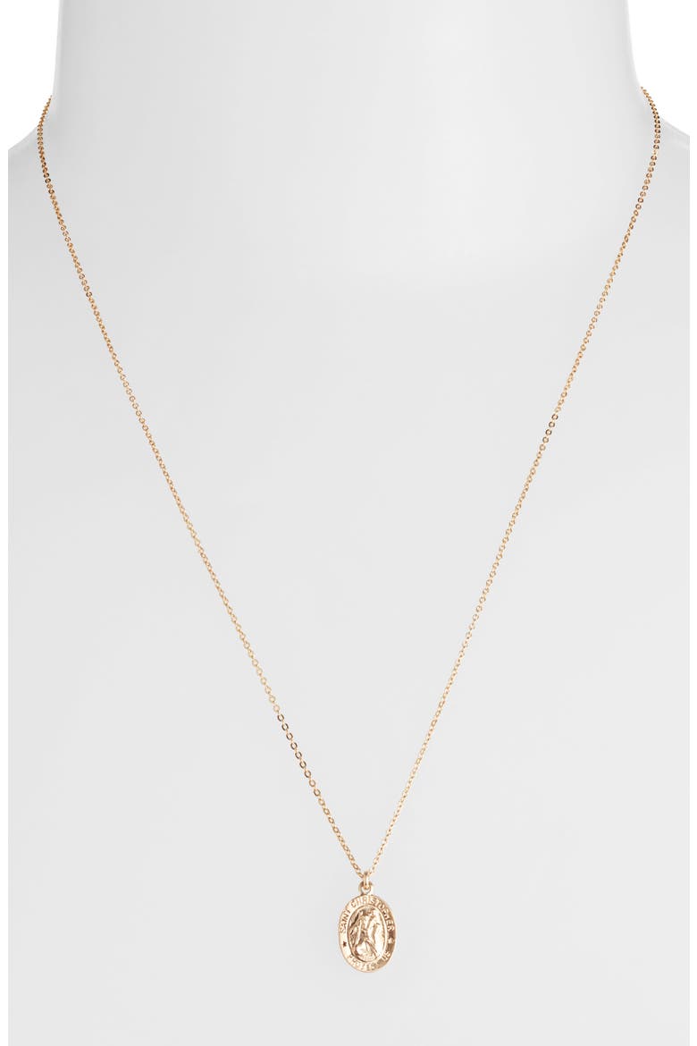 St. Christopher Charm Necklace, Alternate, color, GOLD