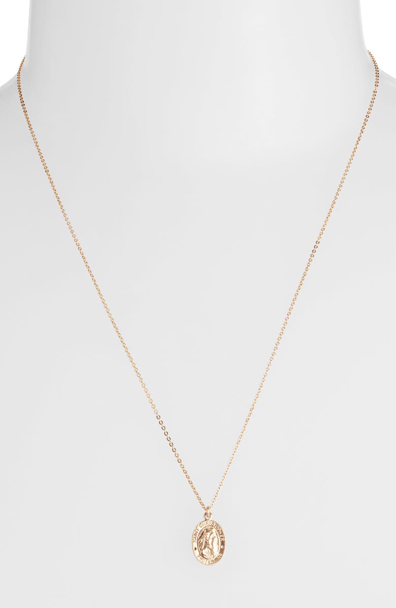 Set & Stones St. Christopher Charm Necklace, Alternate, color, Gold