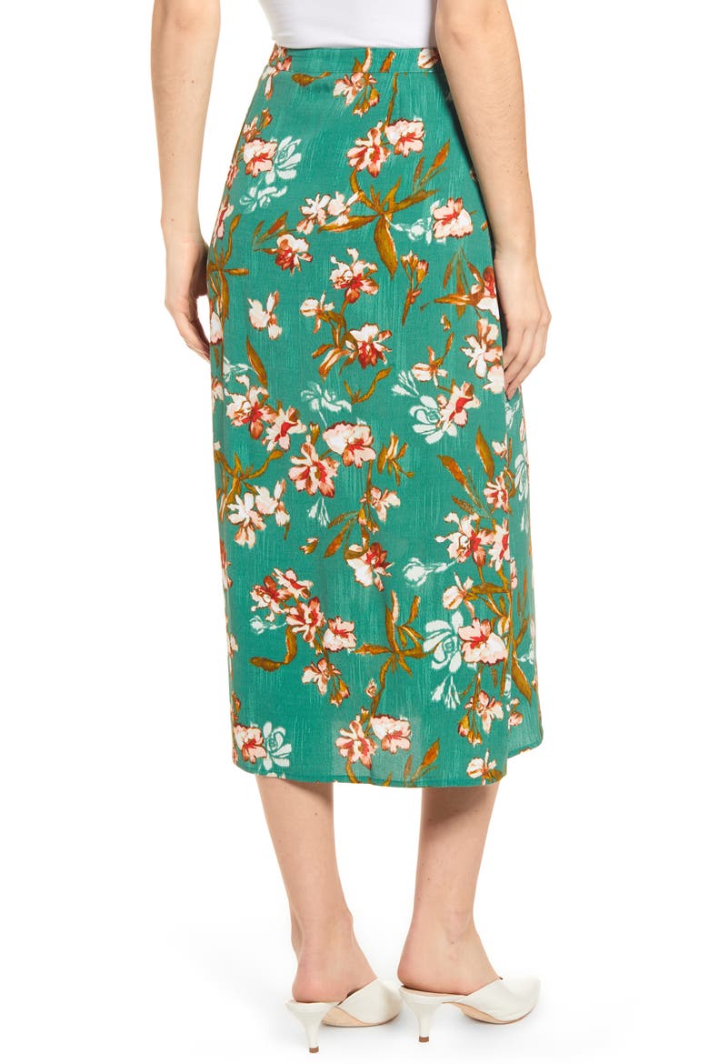 Floral Midi Skirt, Alternate, color, GREEN SPANISH IVY