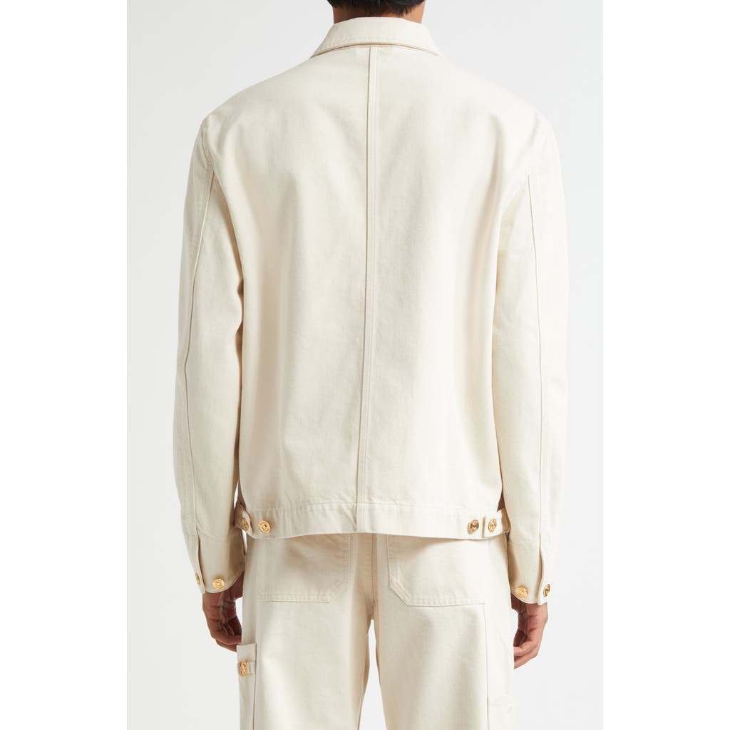 Versace Medusa Biggie Carpenter Denim Jacket In Neutral