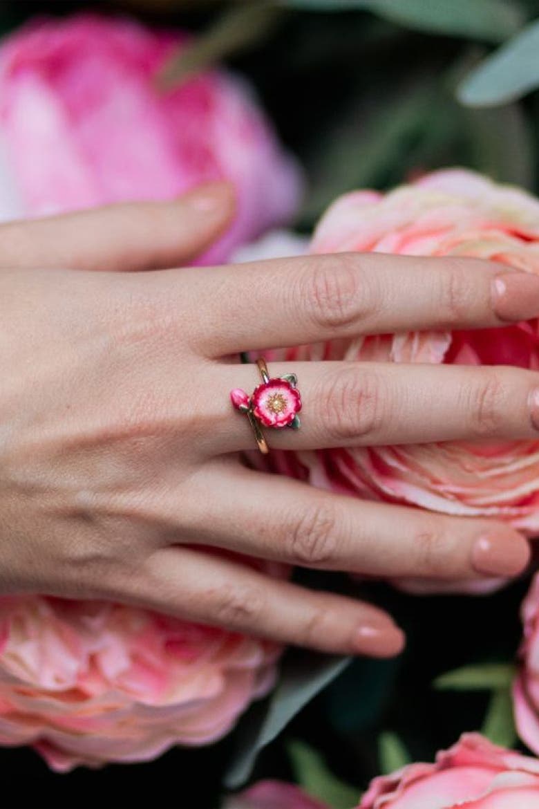 Wildflower Open Ring, Alternate, color, Red