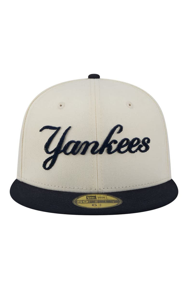 New Era Men's New Era  Cream New York Yankees Two-Tone Stitch 59FIFTY Fitted Hat, Alternate, color, Cream
