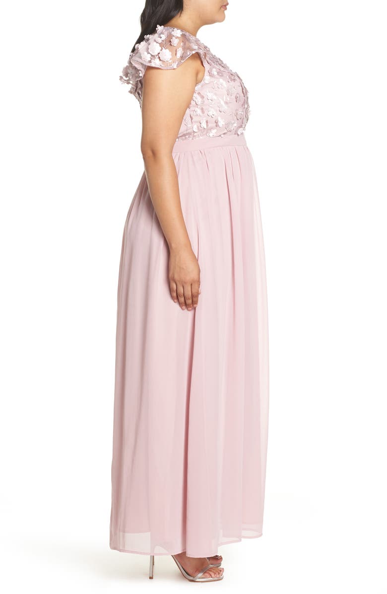 Chi Chi London 3D Floral Gown, Alternate, color, 